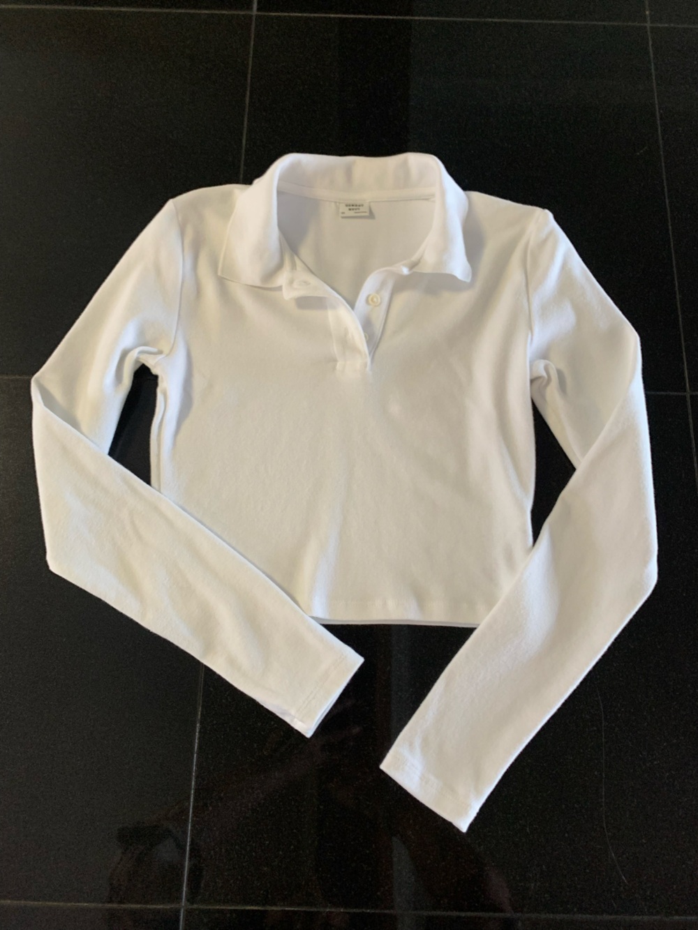 Sunday best White Long Sleeve Polo Crop Top